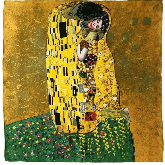Gustav Klimt The Kiss 100% Silk Scarf Artsy Career Wearable Art Gift 33" Square - Picture 1 of 8